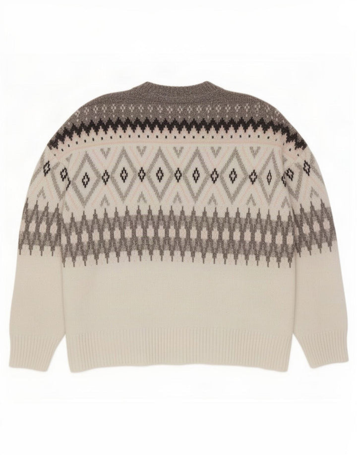 Marks & Spencer Herre sweater med rund hals XL Grå Fair Isle Polyester