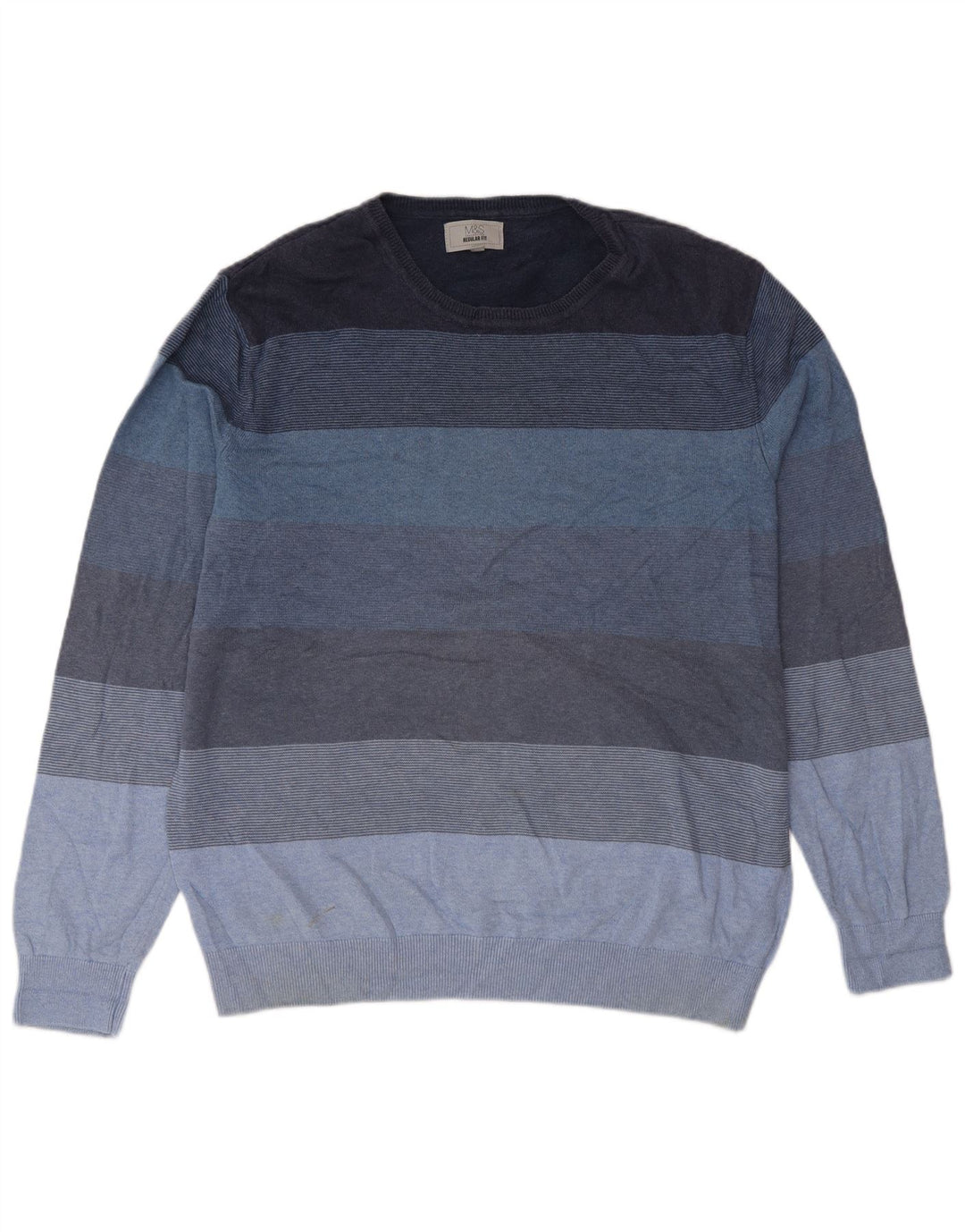 Marks & Spencer Herre sweater med rund hals, stor blå stribet