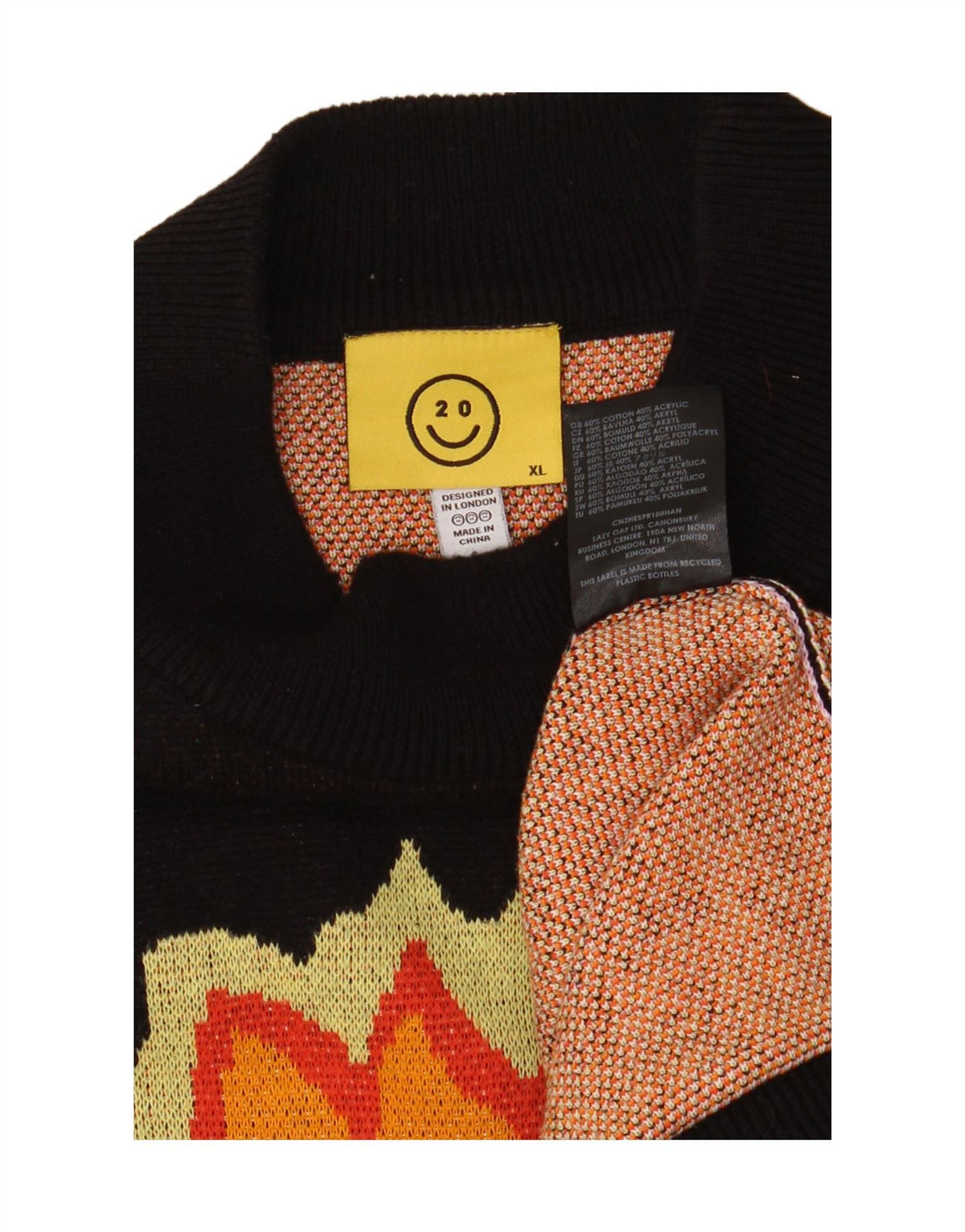 LAZY OAF Herre Skull Oversized Turtle Neck Jumper Sweater XL Sort bomuld