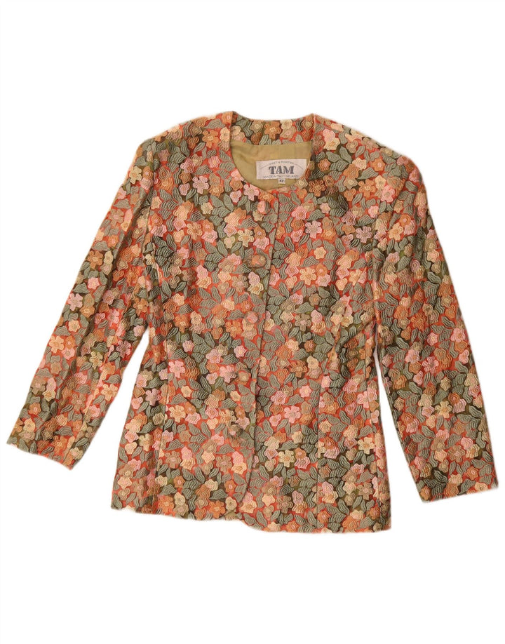 Vintage dame 5-knaps blazerjakke IT 42 Medium Multicolored Floral
