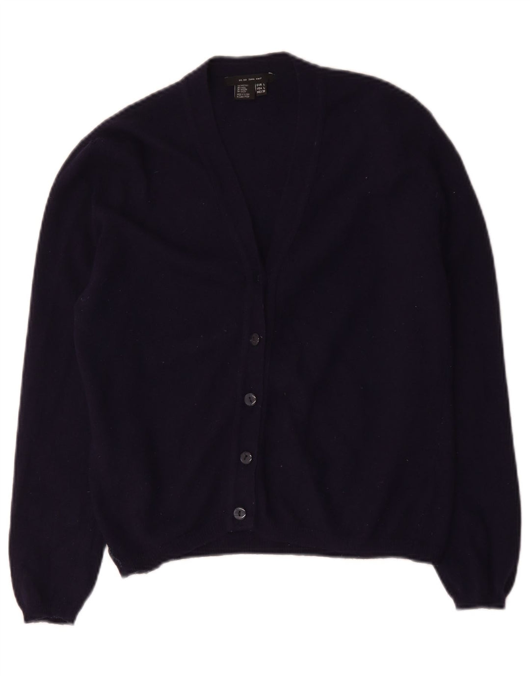 Zara Dame Cardigan Sweater UK 14 Large Navy Blue Uld