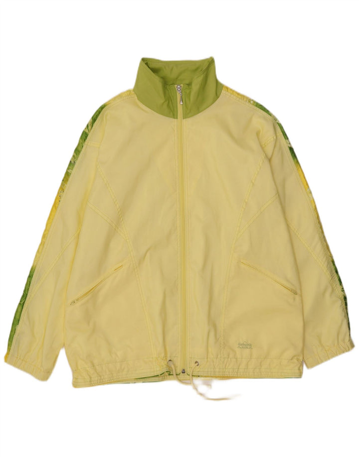 VINTAGE Womens Rain Jacket EU 42 Large Yellow Colourblock Polyester