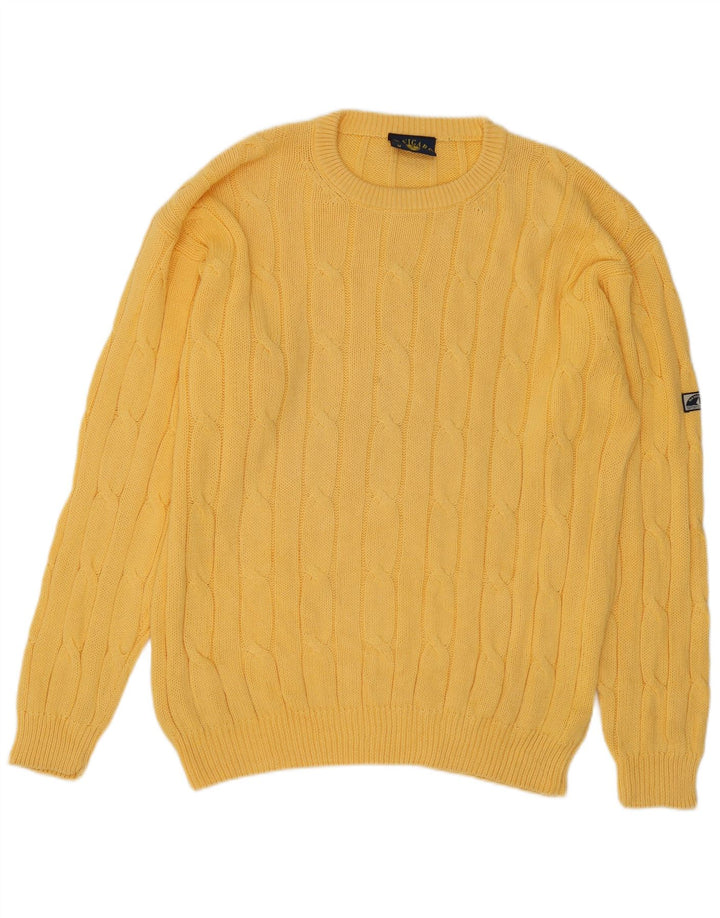 Navigare Herre sweater med rund hals, medium gul bomuld