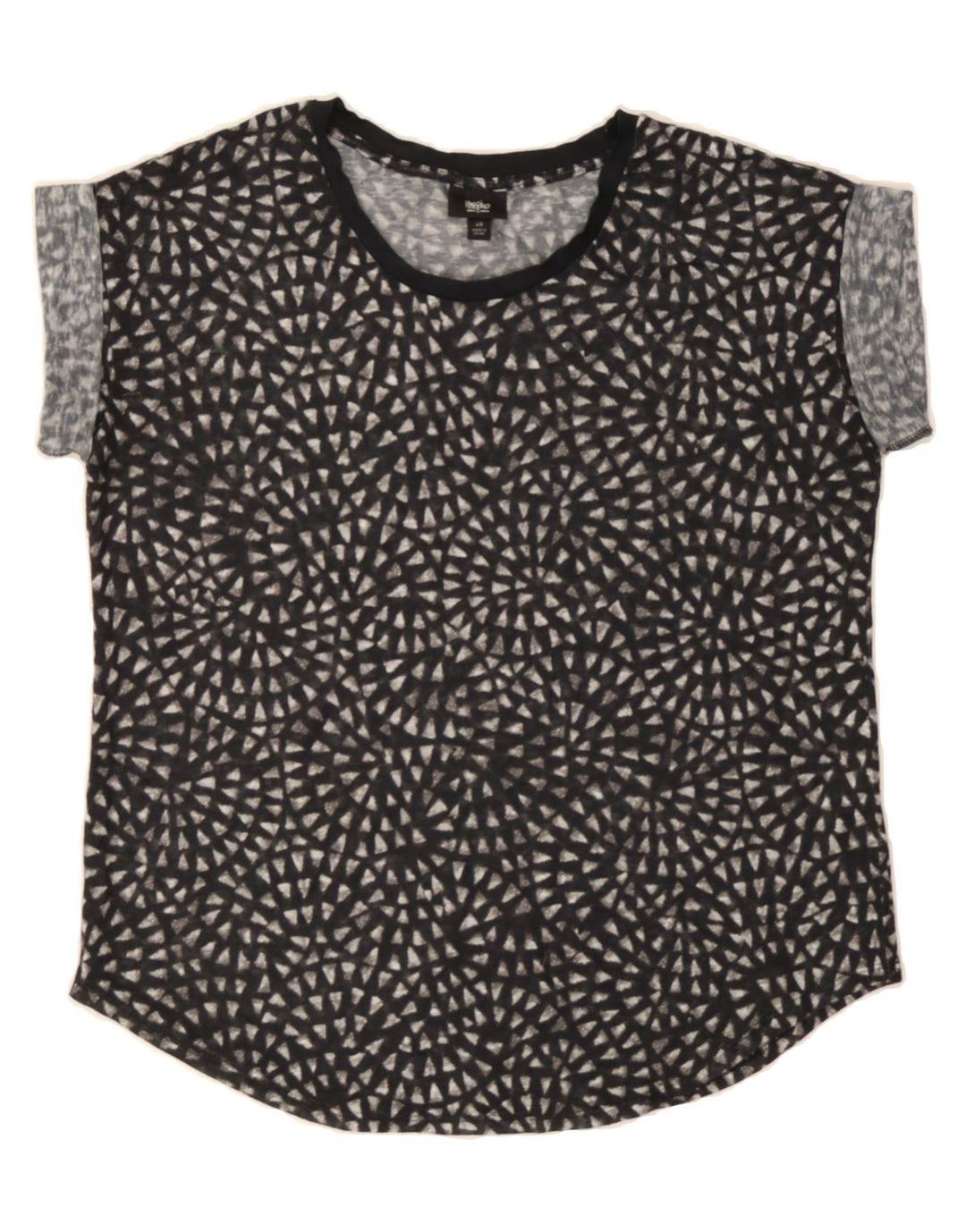 MOSSIMO Womens T-Shirt Top UK 16 Large Black Geometric Polyester Vintage Mossimo and Second-Hand Mossimo from Messina Hembry 