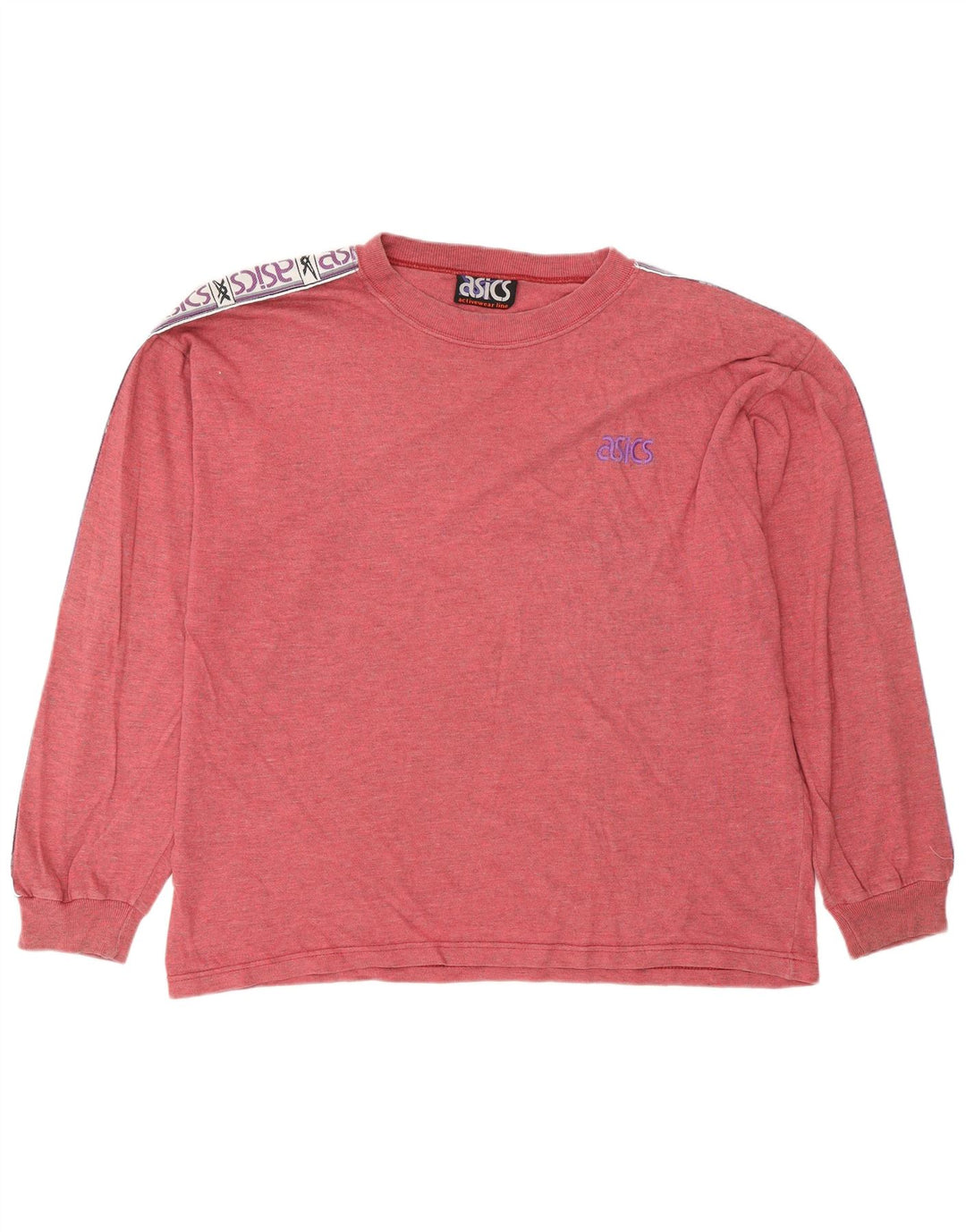 Asics Herre Grafisk Top Langærmet XL Rød Colourblock Bomuld