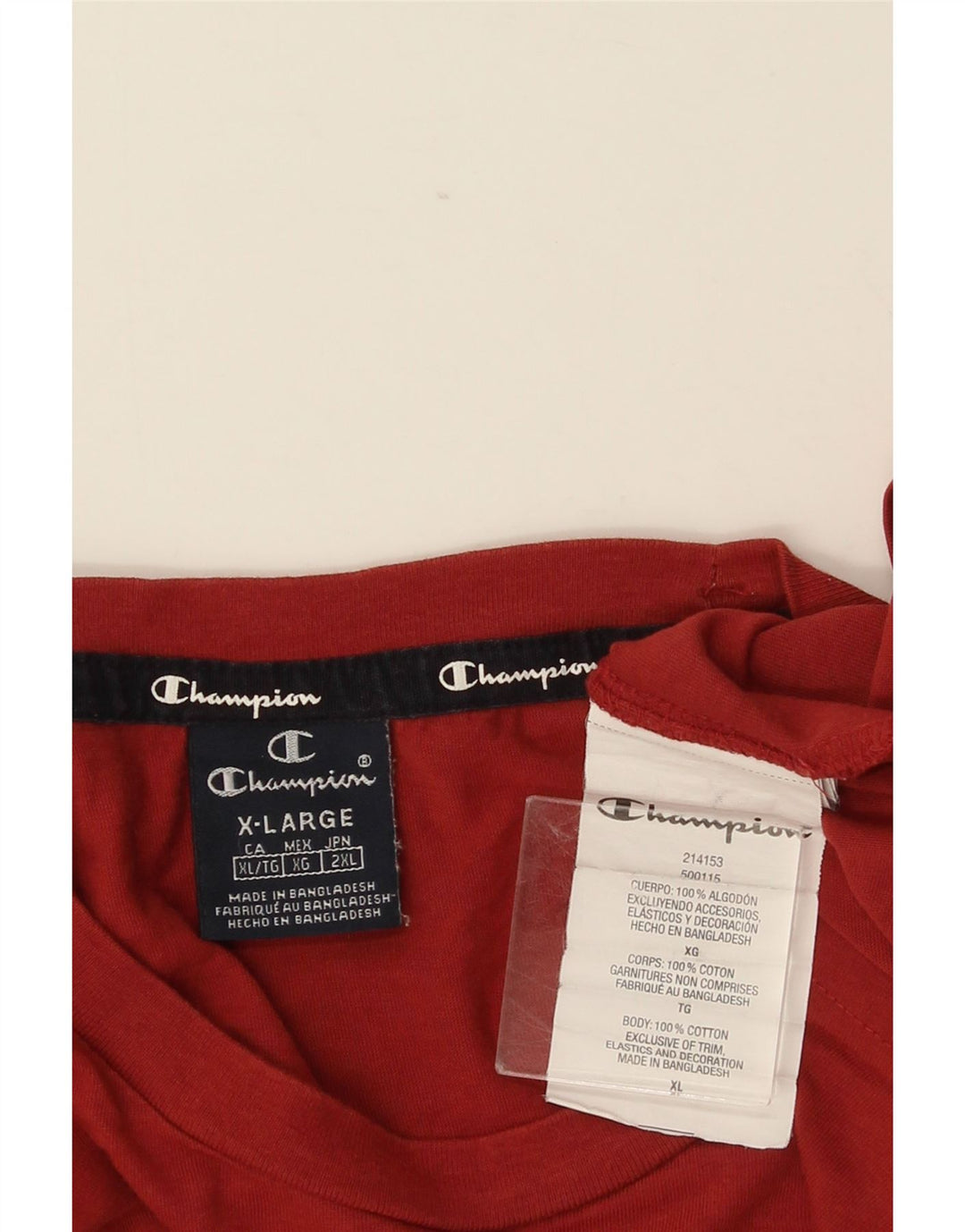 CHAMPION Herre T-Shirt Top XL Rød Bomuld