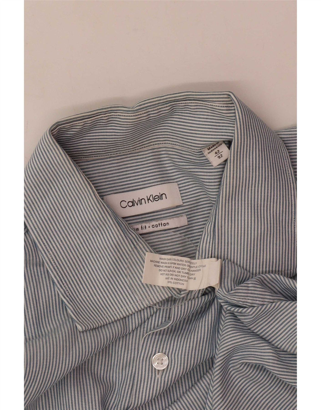 Calvin Klein herreskjorte mellemblå nålestribet bomuld