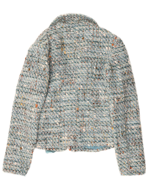 Luisa Spagnoli Dame Front Tie Blazer Jacket IT 40 Small Blue Flecked