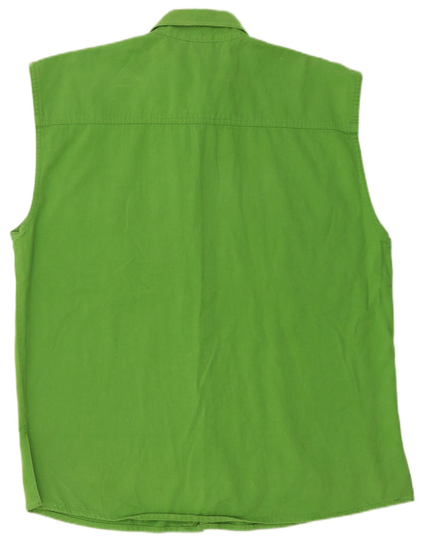 Vintage ærmeløs oversized skjorte til kvinder EU 40 mellemgrøn bomuld