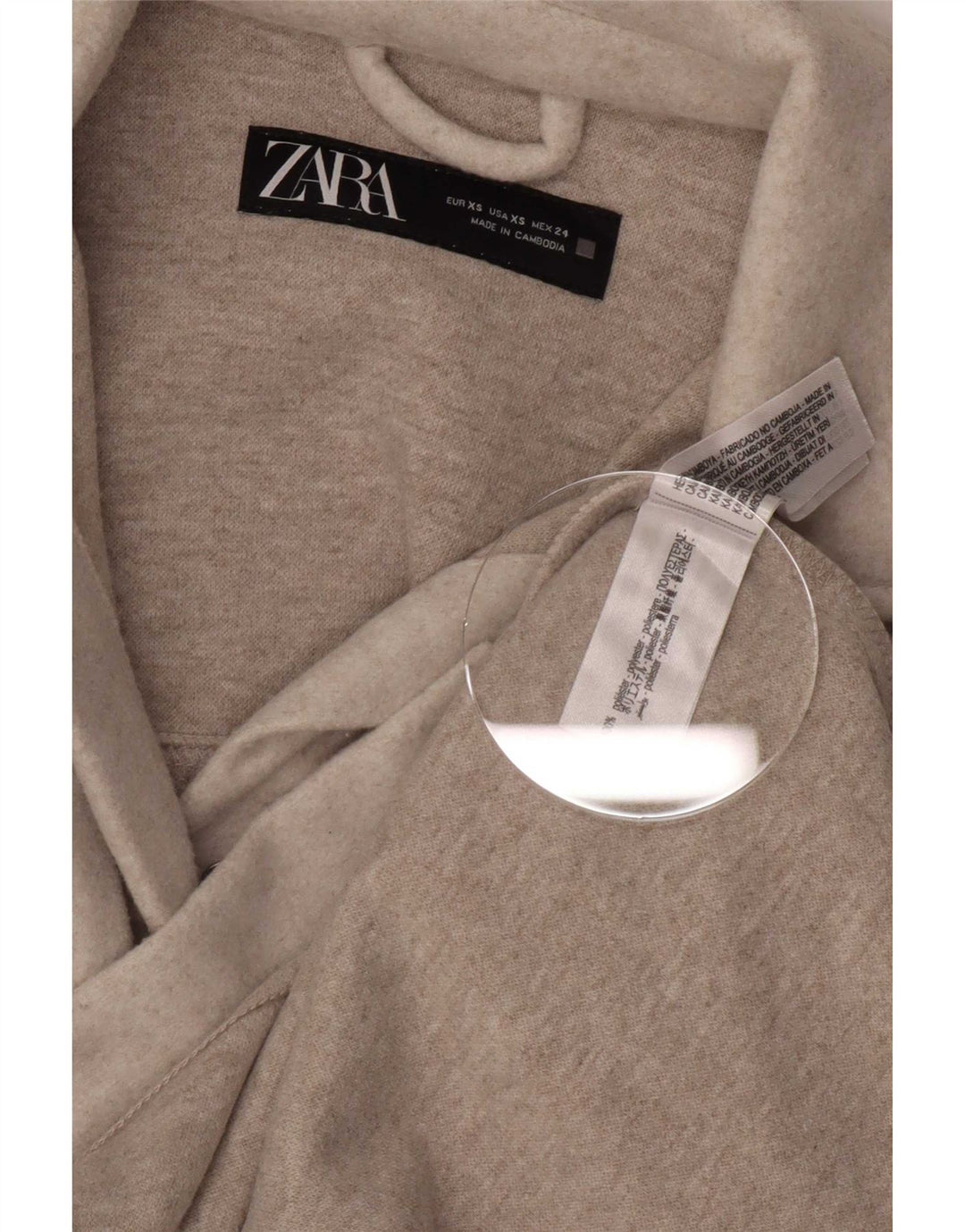 Zara Dame Overshirt Flanell Shirt UK 8 XS Beige Polyester