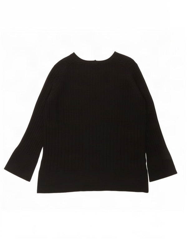 Marks & Spencer Dame V-hals sweater UK 16 Large Black Viscose