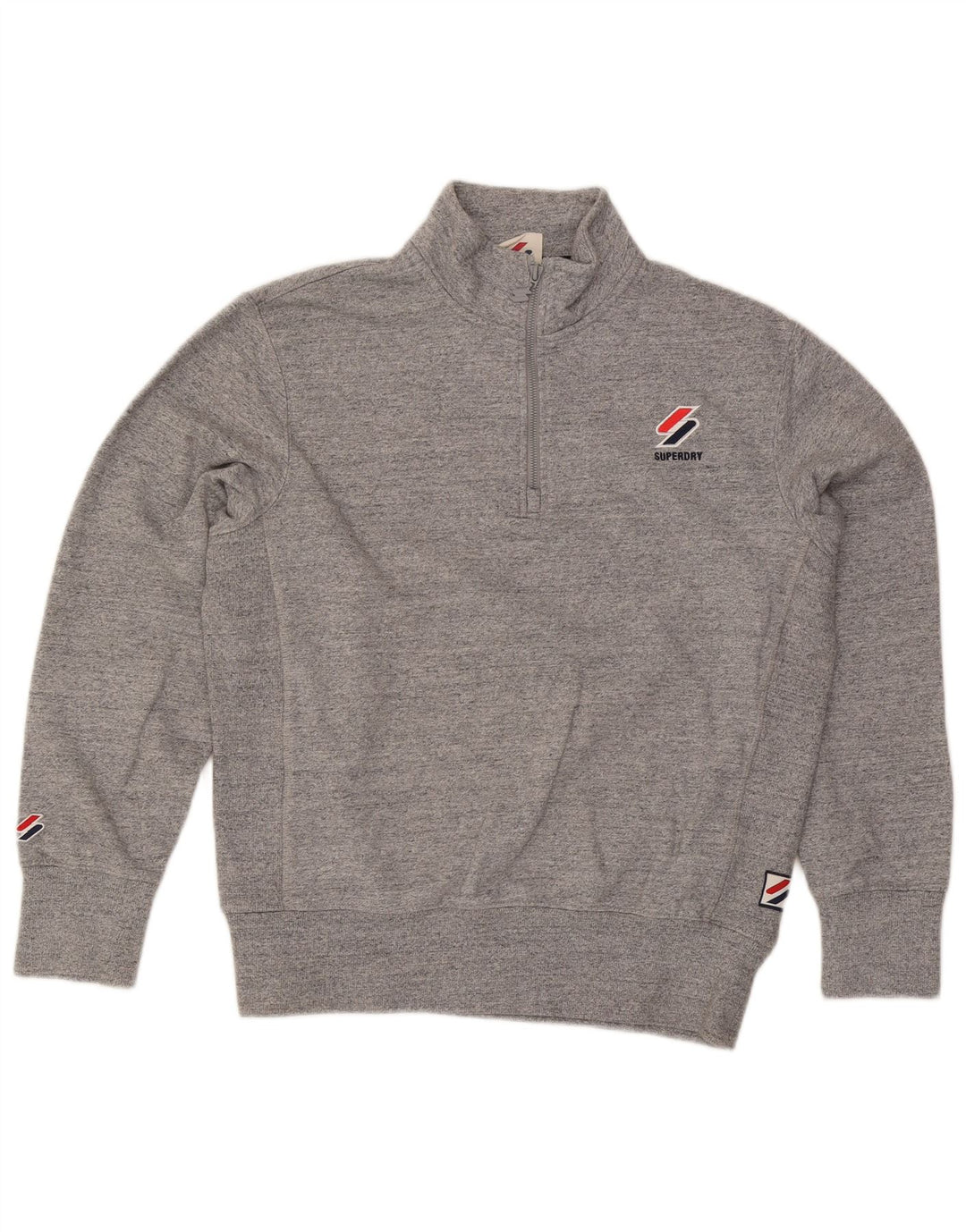 Superdry Sweatshirt med lynlås til mænd, mellemgrå, flækket bomuld