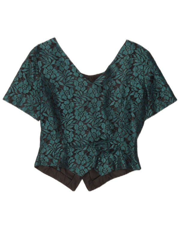 Together Womens Crop kortærmet skjortebluse UK 10 Small Green Floral