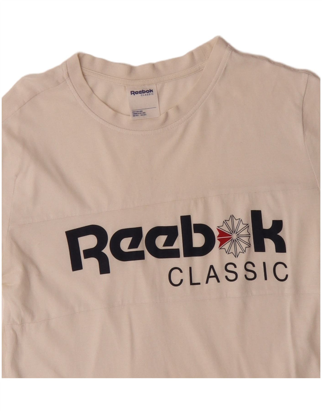 Reebok Grafisk T-shirt top til kvinder UK 12 Medium Off White Bomuld