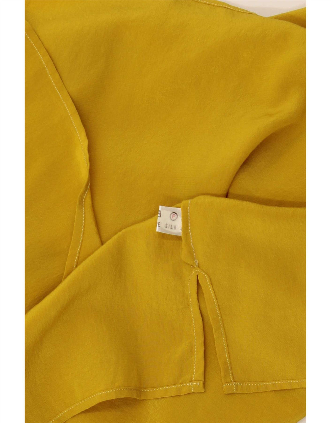 Vintage Dame Ærmeløs Bluse Top UK 8 Small Yellow Silk