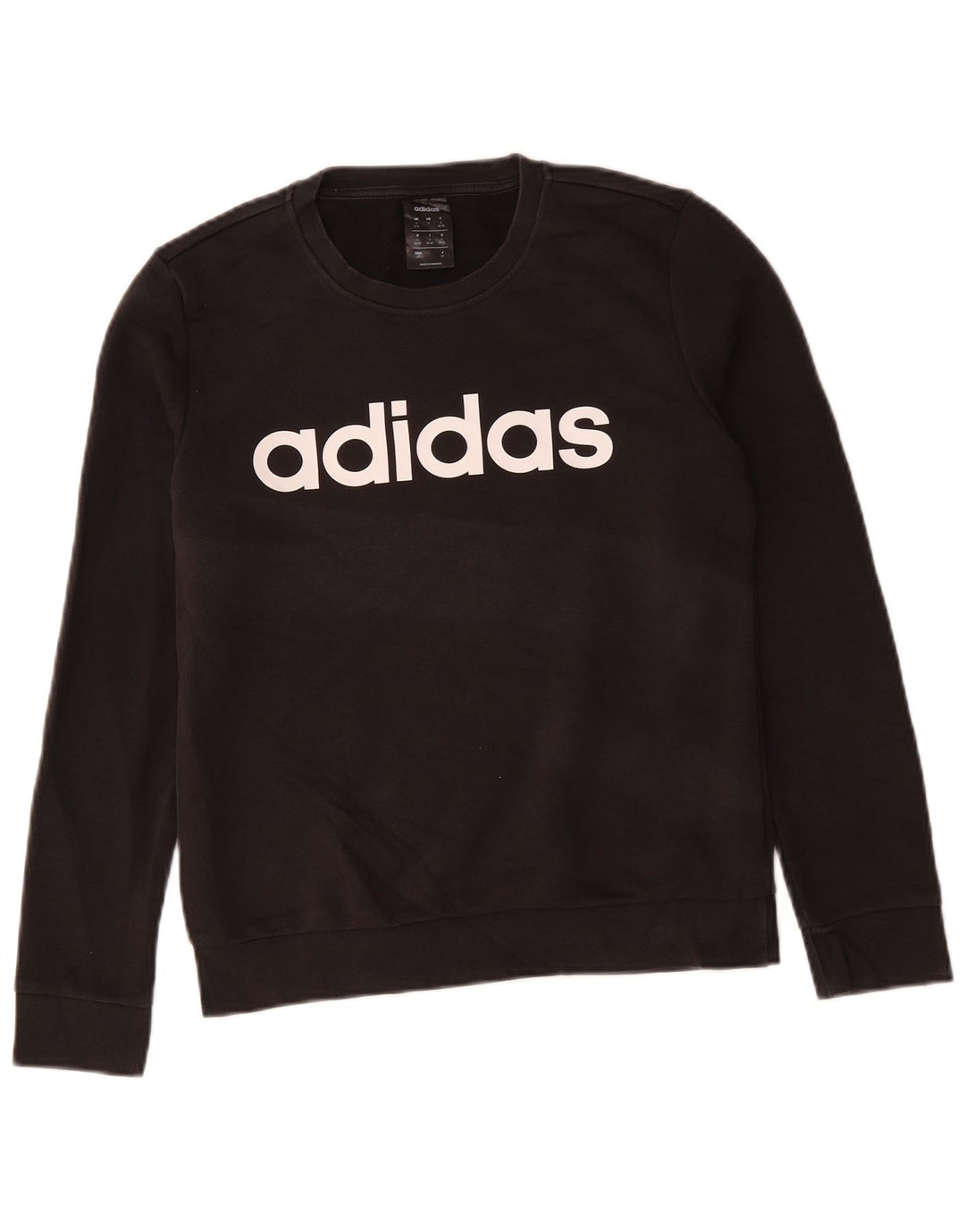 ADIDAS Graphic Sweatshirt Jumper UK 8/10 Small Black Bomuld
