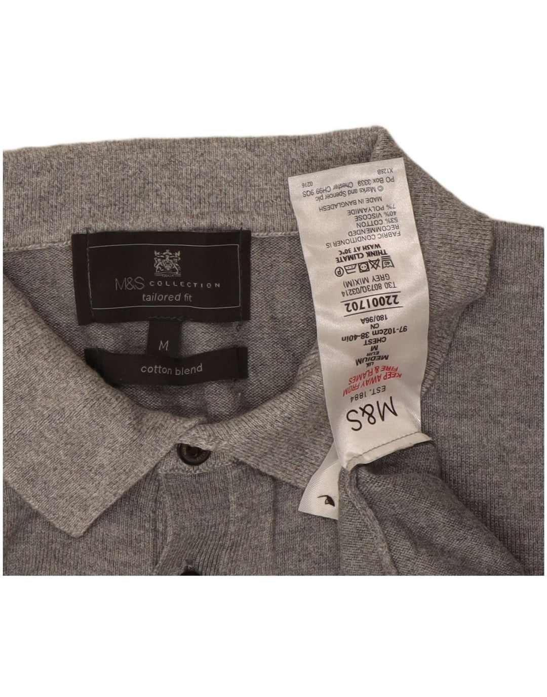 Marks & Spencer Herre skræddersyet pasform Polo Neck sweater mellemgrå