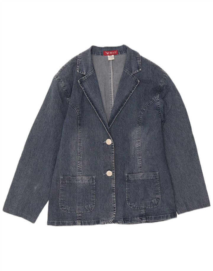 Vintage Dame 2 Button Denim Blazer Jacket IT 50 XL Blå Bomuld