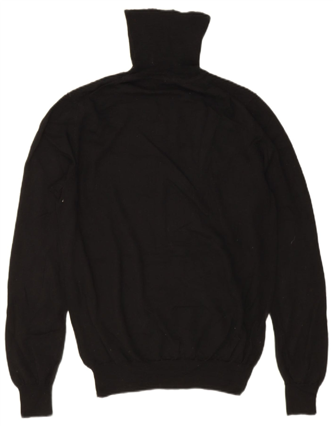 Jaeger Dame Roll Neck Jumper Sweater UK 14 Medium Black Merino Wool