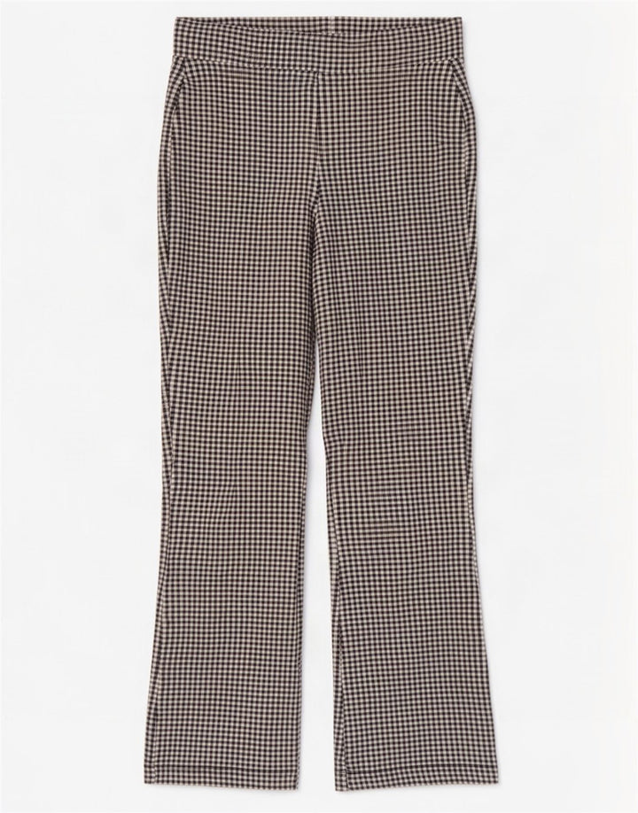 Zara Dame Bootcut Cropped Trousers Medium W28 L25 Sort Gingham