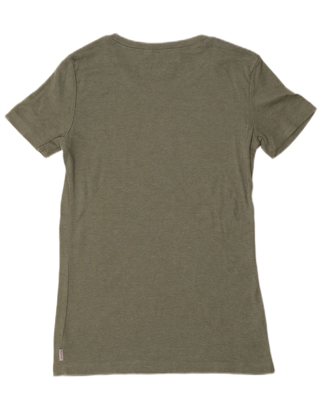 EDDIE BAUER Dame T-Shirt Top UK 10 Small Khaki Bomuld