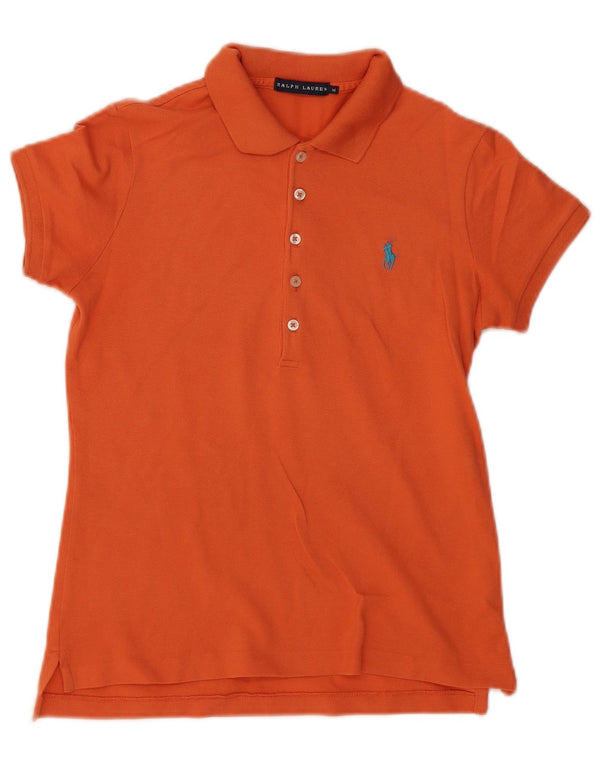 Ralph Lauren Dame Polo Shirt UK 12 Medium Orange