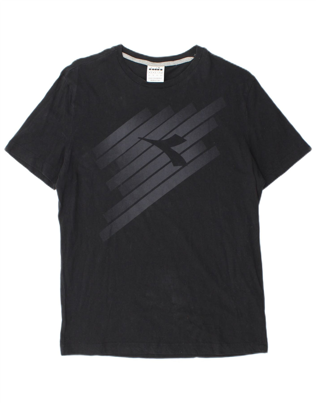 Diadora Herre Grafisk T-Shirt Top Medium Sort Bomuld