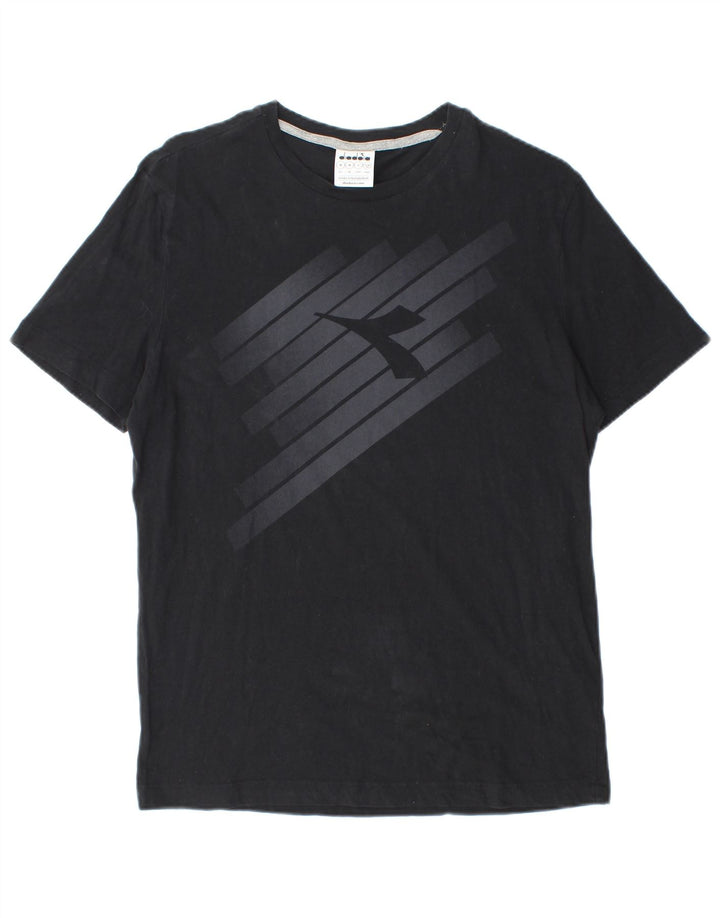 Diadora Herre Grafisk T-Shirt Top Medium Sort Bomuld