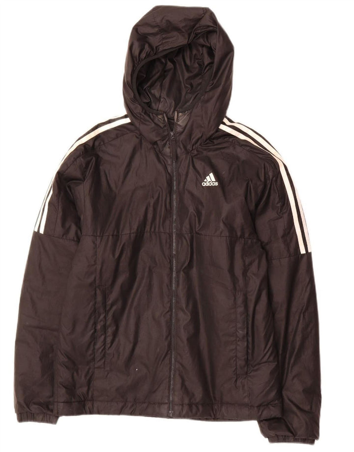 ADIDAS Mens Hooded Rain Jacket UK 36 Small Black Polyester