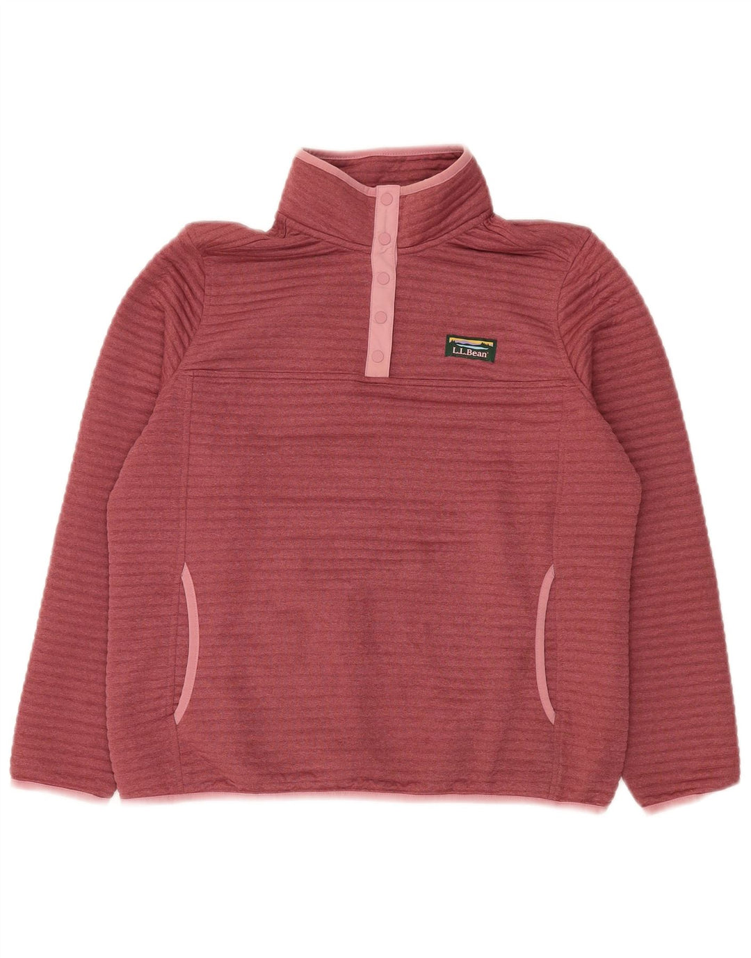 L.L.BEAN Sweatshirt med knaphals til kvinder UK 14 Medium Burgundy