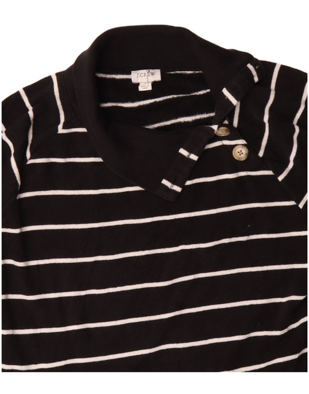 J. Crew Dame Sweatshirt Jumper UK 16 Stor sort stribet bomuld