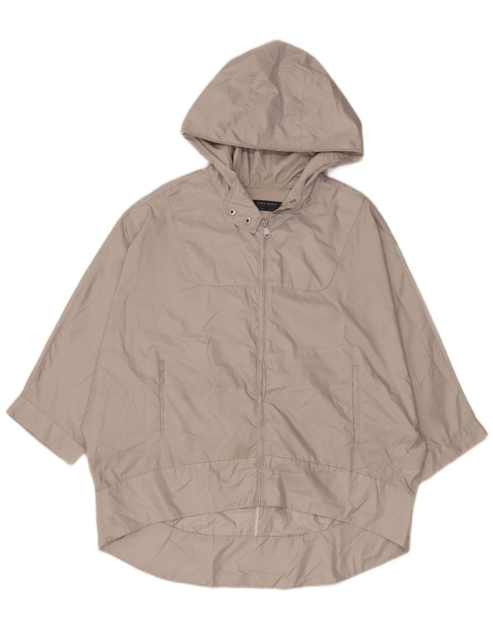 Zara oversized hættejakke til kvinder med 3/4 ærmer, UK 14 mellemgrå