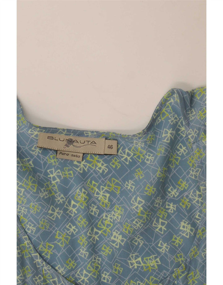 Blunauta Dame Maxi Tea Dress IT 46 Large Blue Floral Silke