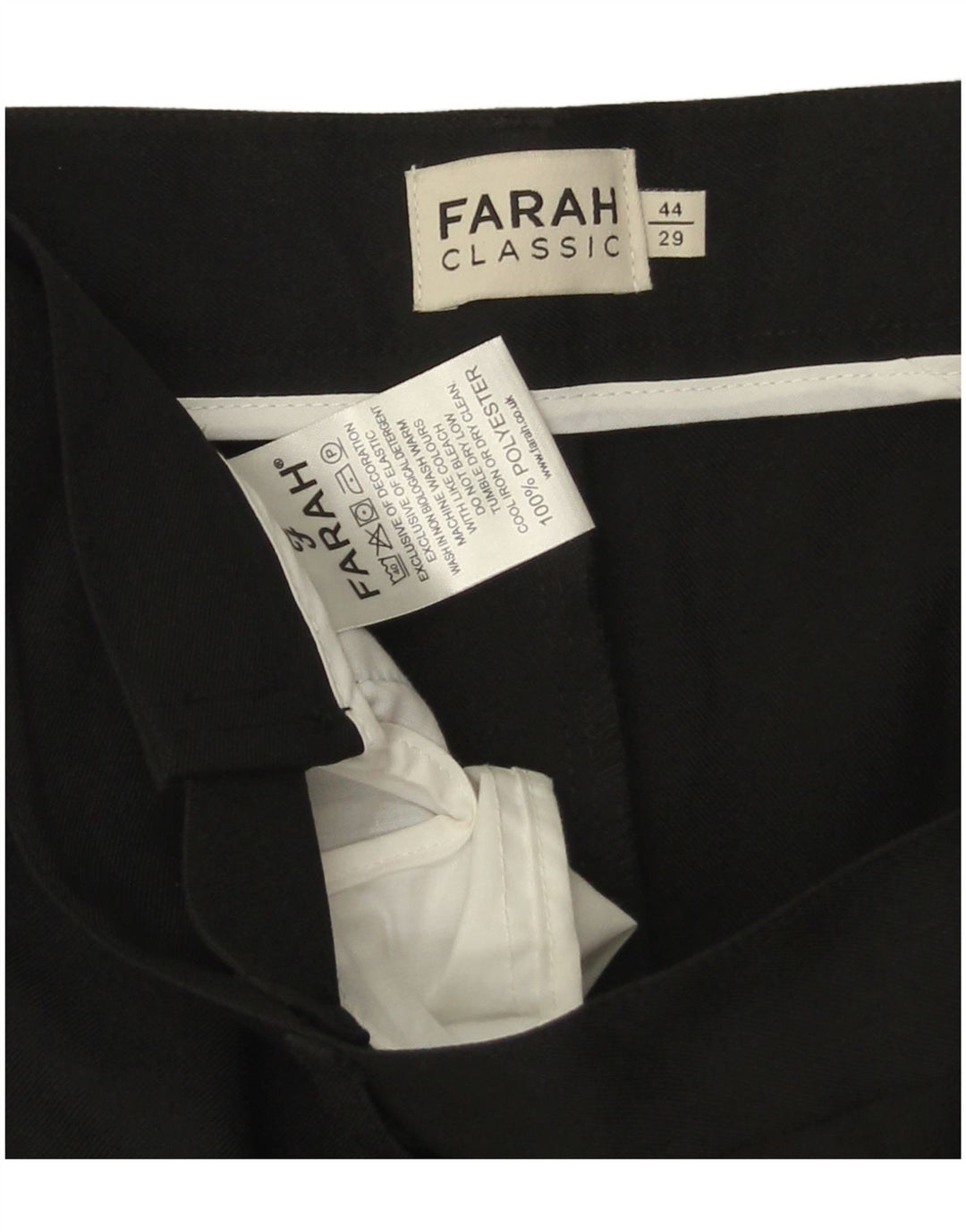 Farah Herre Klassiske Slim Chino Bukser W44 L29 Sort Polyester