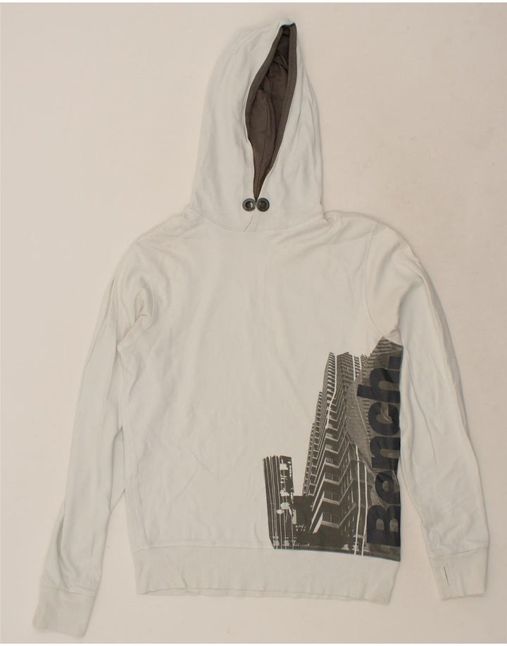 BENCH Mens Graphic Hoodie Jumper Medium White Cotton Vintage Bench and Second-Hand Bench from Messina Hembry 