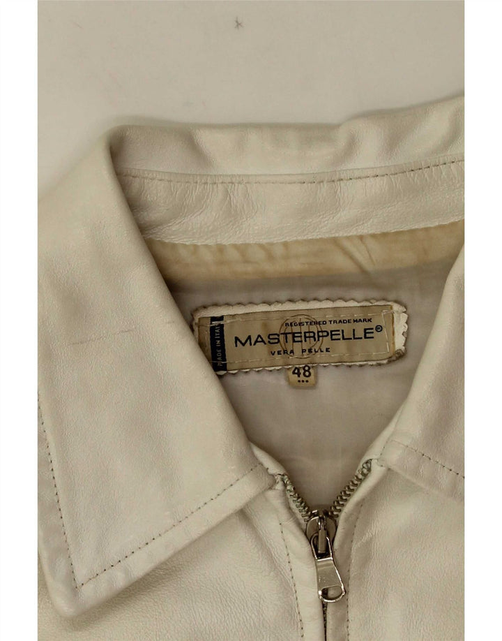 Masterpelle Dame Crop Læderjakke IT 48 XL Hvid Læder