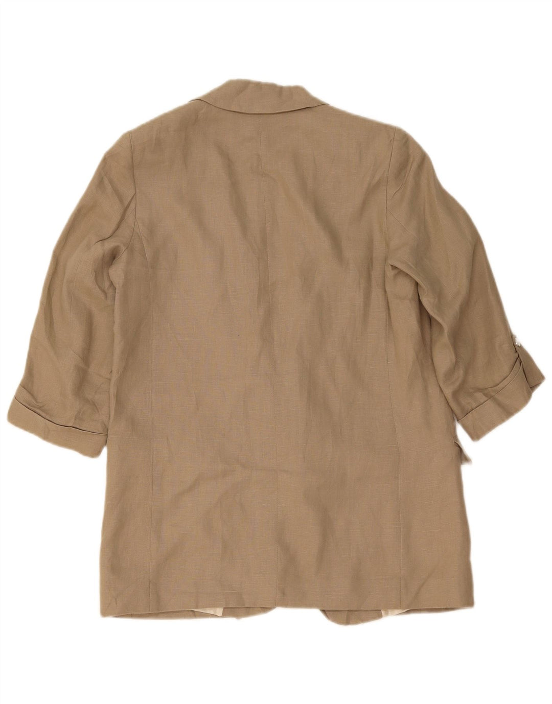 Zara Dame 3/4 ærmet åben blazerjakke UK 14 Medium Beige Linned