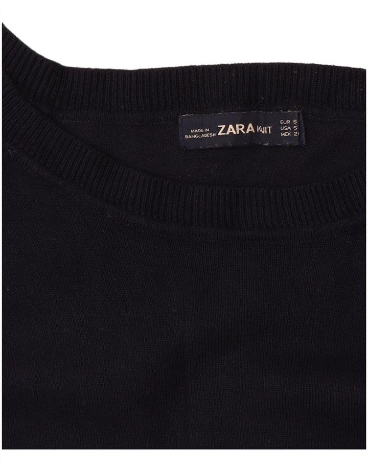 ZARA Womens Oversized Boat Neck Jumper Sweater UK 10 Small Black Viscose