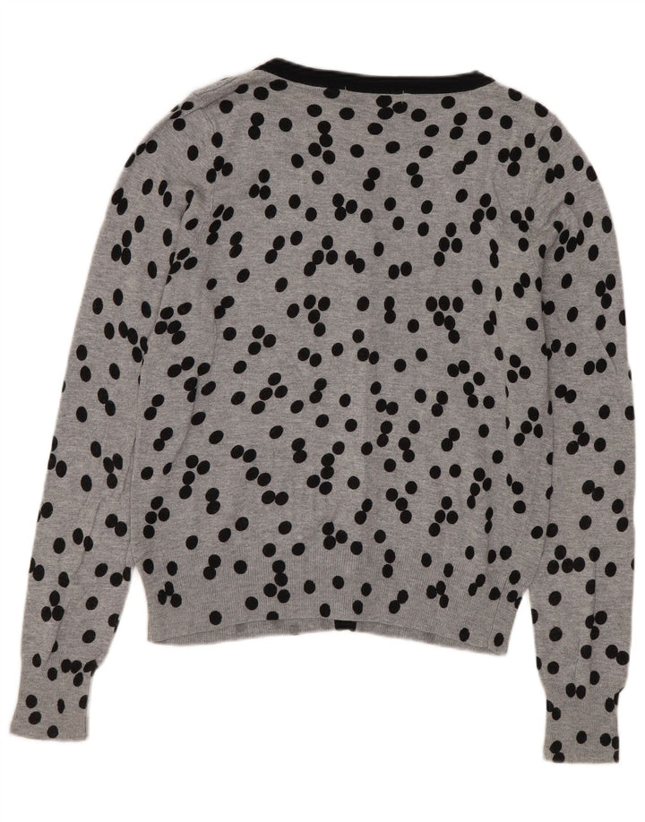 Marks & Spencer Dame Cardigan Sweater UK 10 Small Grey Polka Dot