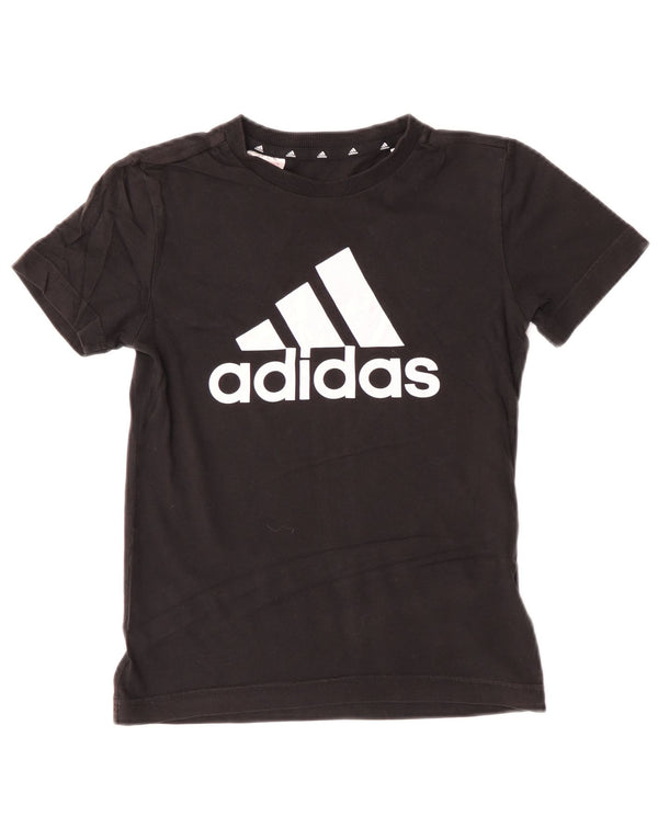 Adidas drenge grafisk t-shirt top 9-10 år sort bomuld