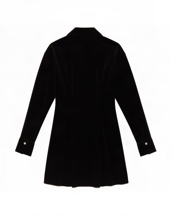 Zara Dame Langærmet Velour Skjorte Kjole UK 10 Small Black Polyester