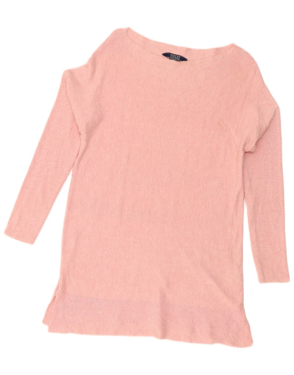 Joules Dame Oversized Boat Neck Jumper Sweater UK 12 Medium Pink Bomuld