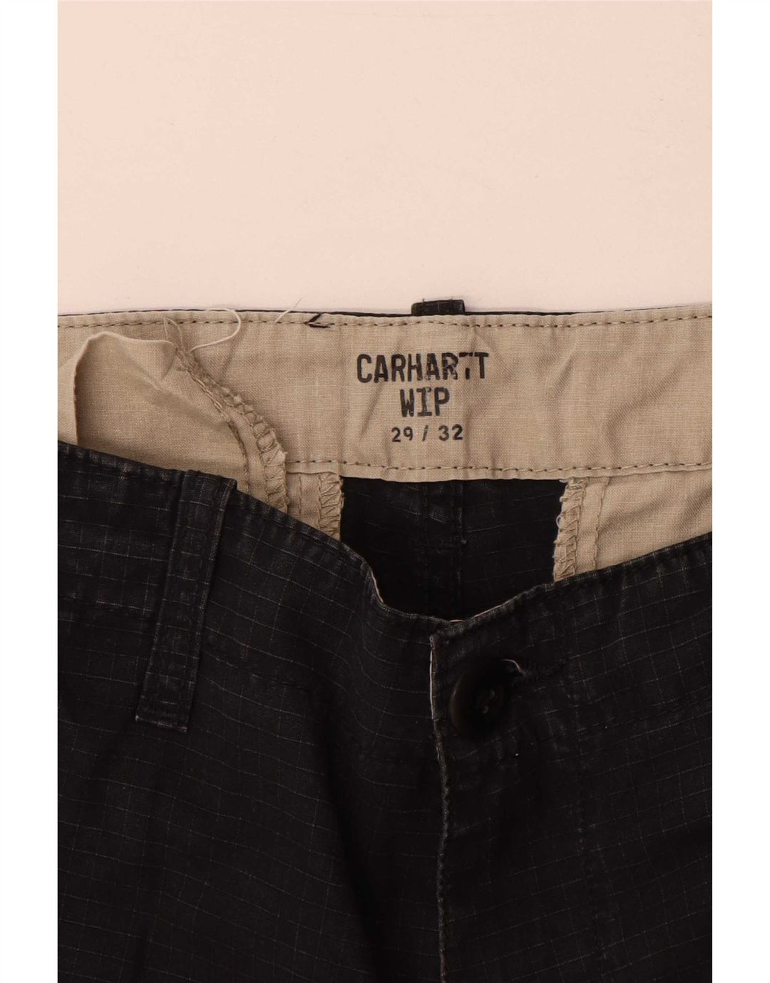 Carhartt Straight Cargo bukser til mænd W29 L32 sort ternet bomuld