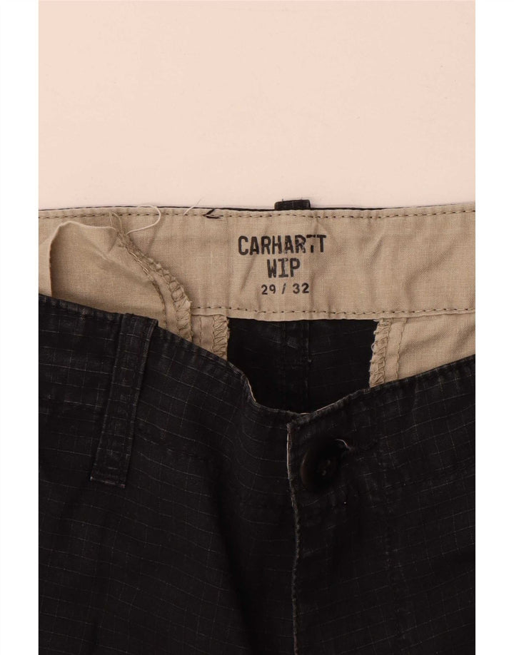 Carhartt Straight Cargo bukser til mænd W29 L32 sort ternet bomuld