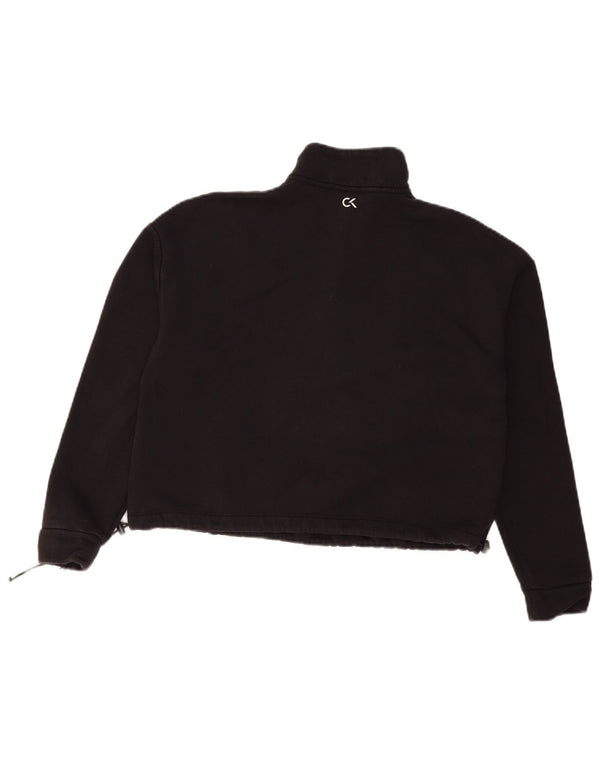Calvin Klein Womens Crop Graphic Loose Fit Sweatshirt Jumper UK 6 XS Sort