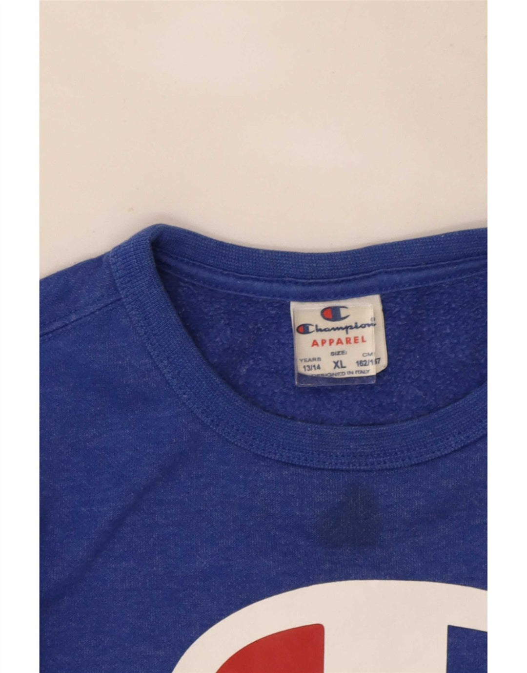 Champion Boys Grafisk Sweatshirt Jumper 13-14 år XL Blå Stribet