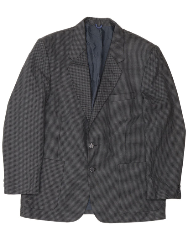 Farah Herre 2-knaps blazerjakke UK 40 Large Navy Blue Houndstooth Uld