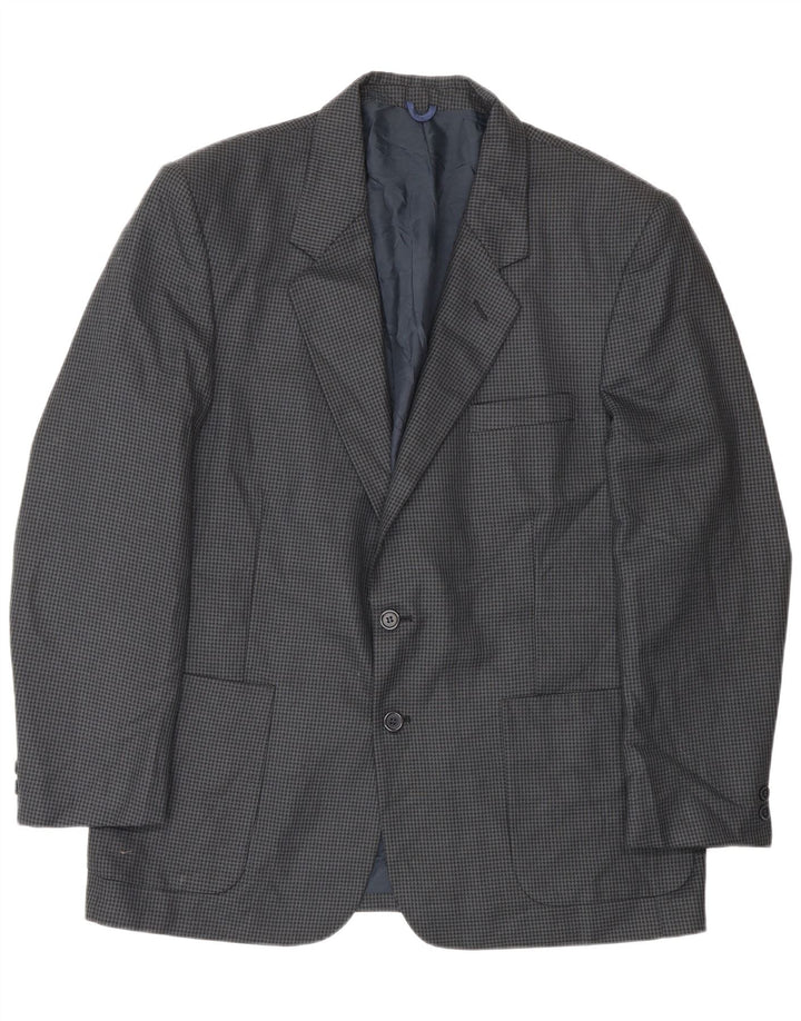 Farah Herre 2-knaps blazerjakke UK 40 Large Navy Blue Houndstooth Uld