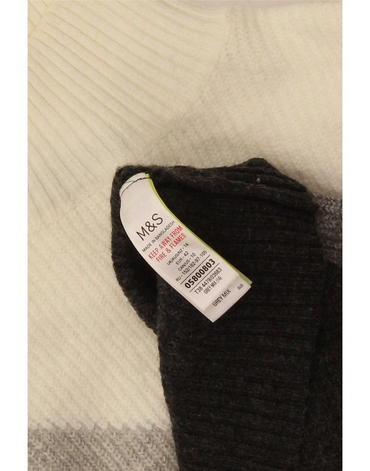Marks & Spencer Dame Turtle Neck Jumper Sweater UK 14 Large Grå