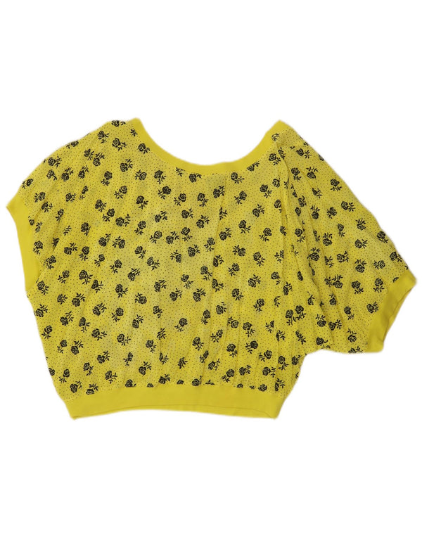 La Maison Blu Womens Crop Oversized bluse Top UK 10 Small Yellow Floral
